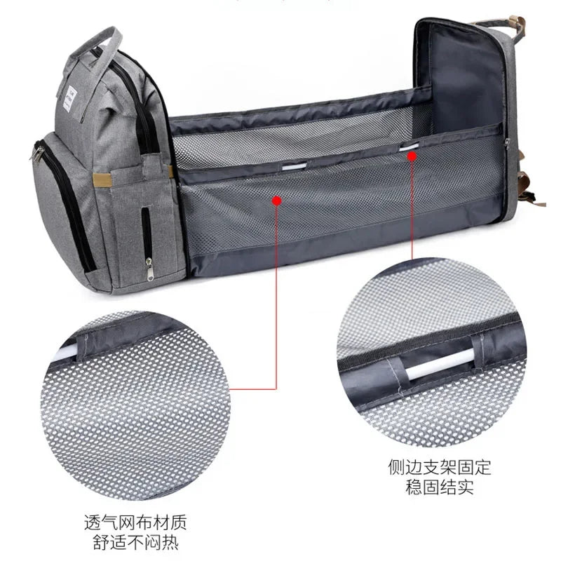Nestie™ Portable All-in-One Baby Haven – Foldable Diaper Bag, Travel Bassinet, Napping Crib & Changing Station