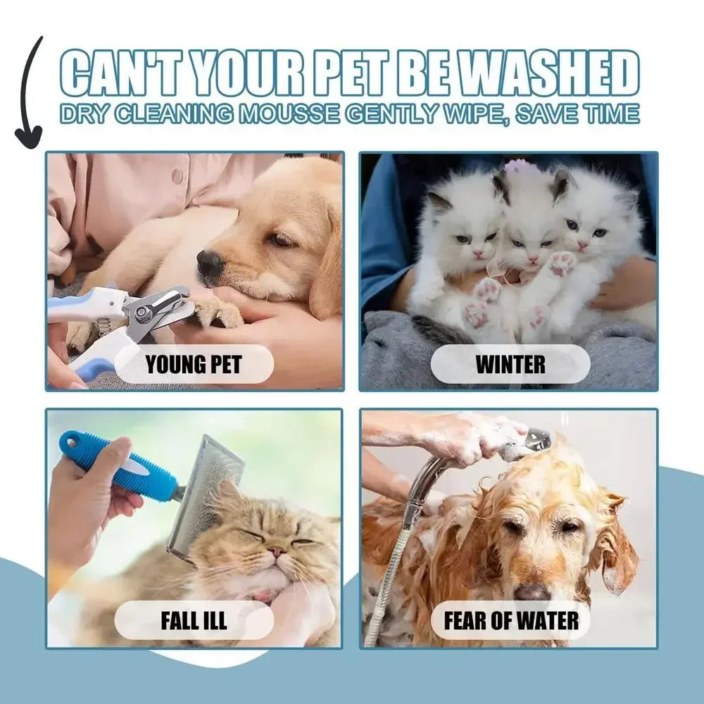 No Rinse Natural Pet Shampoo - Plant Based Waterless Mousse for Safe & Deep Cleaning