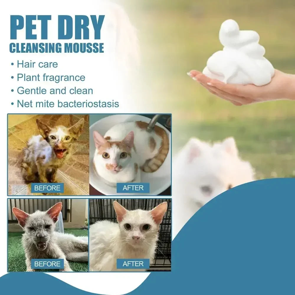 No Rinse Natural Pet Shampoo - Plant Based Waterless Mousse for Safe & Deep Cleaning