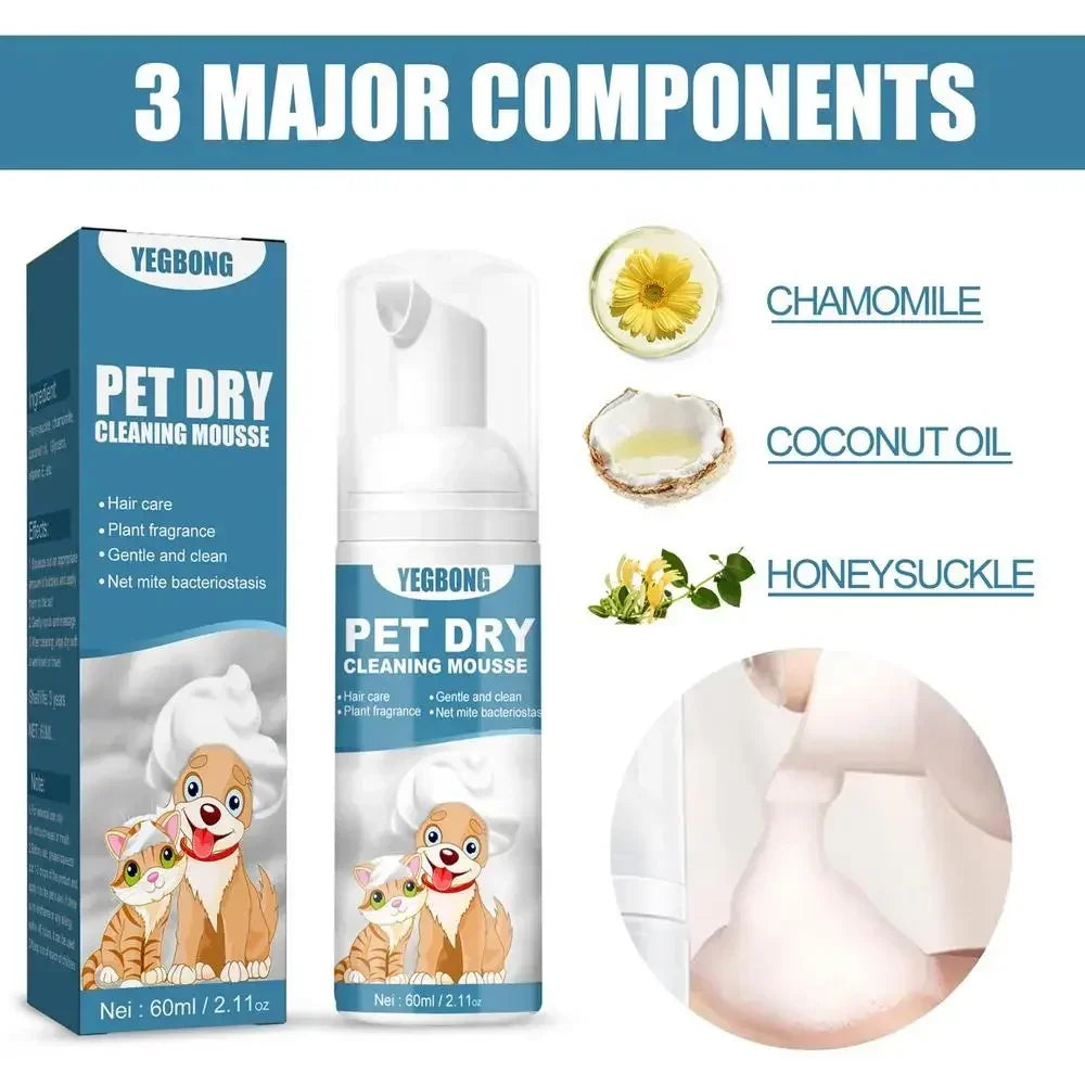 No Rinse Natural Pet Shampoo - Plant Based Waterless Mousse for Safe & Deep Cleaning