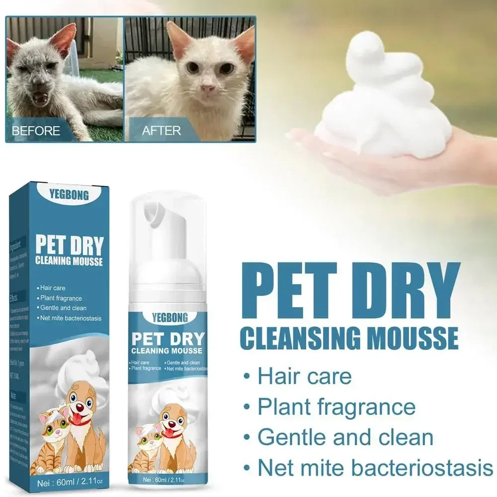 No Rinse Natural Pet Shampoo - Plant Based Waterless Mousse for Safe & Deep Cleaning