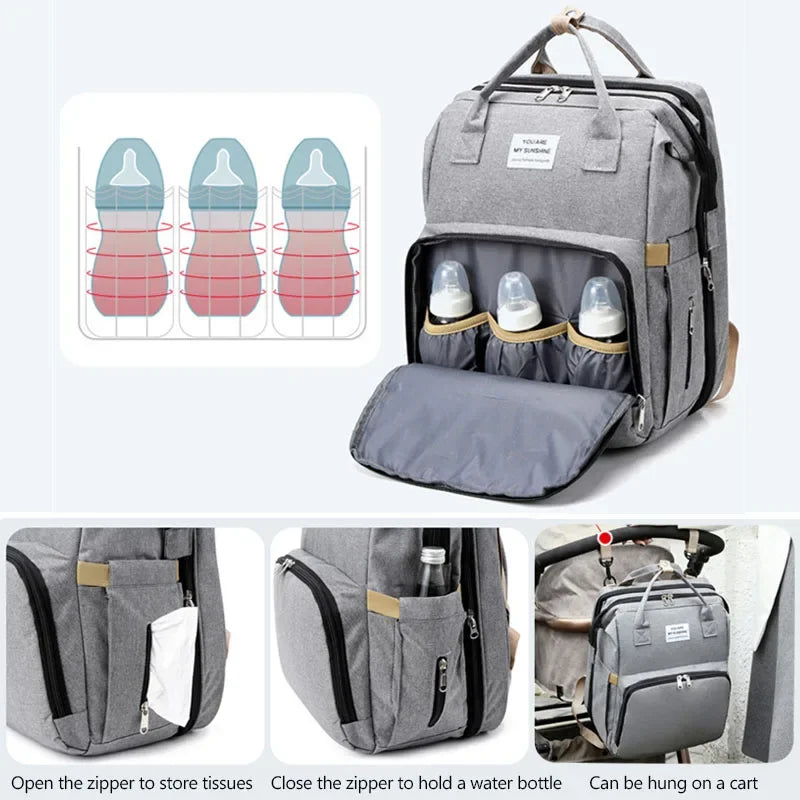 Nestie™ Portable All-in-One Baby Haven – Foldable Diaper Bag, Travel Bassinet, Napping Crib & Changing Station
