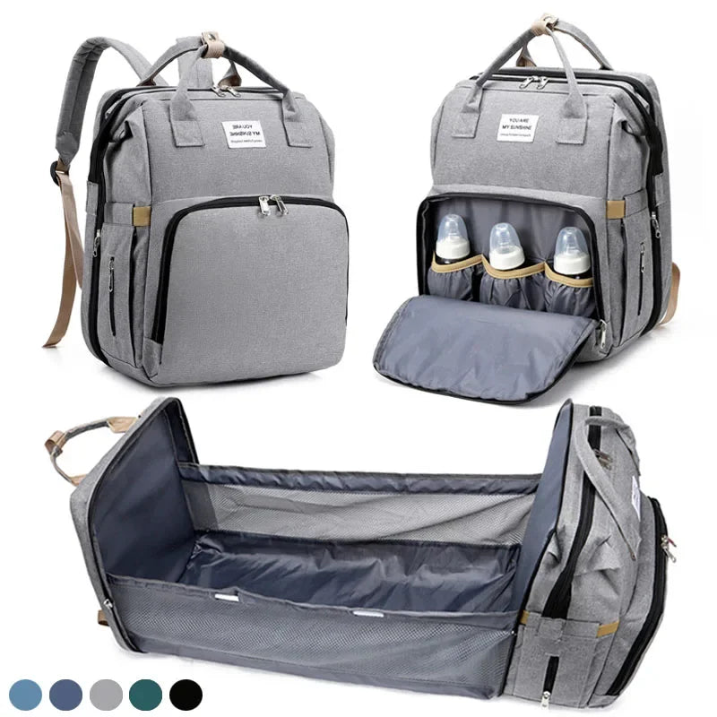 Nestie™ Portable All-in-One Baby Haven – Foldable Diaper Bag, Travel Bassinet, Napping Crib & Changing Station